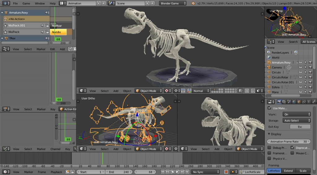 T-Rex skeleton rigged and animated preview image 5